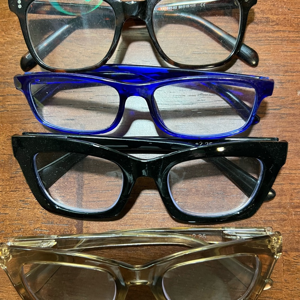 bundle Reading glasses 2.25 Stylish Set in Black, Blue, and Clear